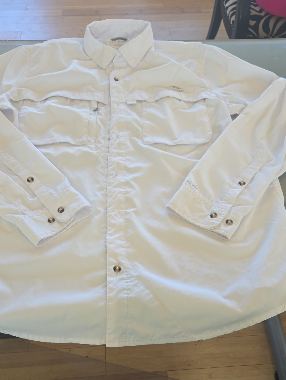 L.L. Bean White Men’s Long-Sleeve Casual Button-Down Shirt